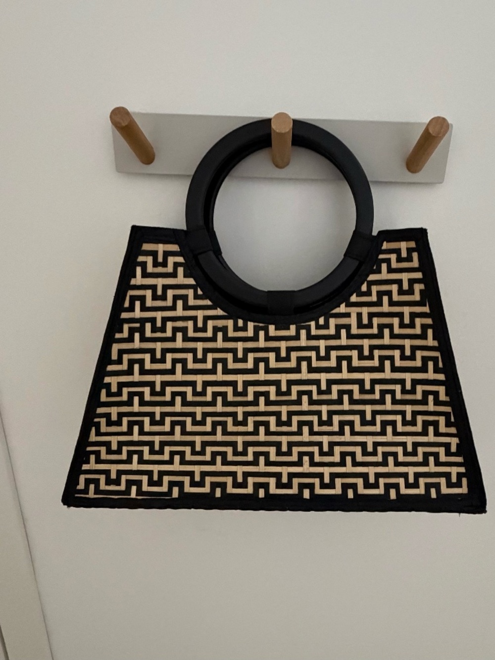 Straw Bamboo Handle Tote